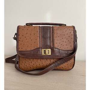 GAL Brown Embossed Faux Leather Crossbody Shoulder Bag Boho Indie Academia